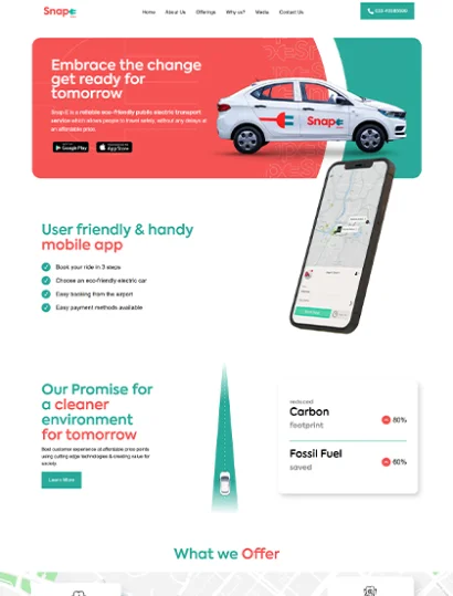Snap-E Cabs website designed by Flewny, web design company in Kolkata